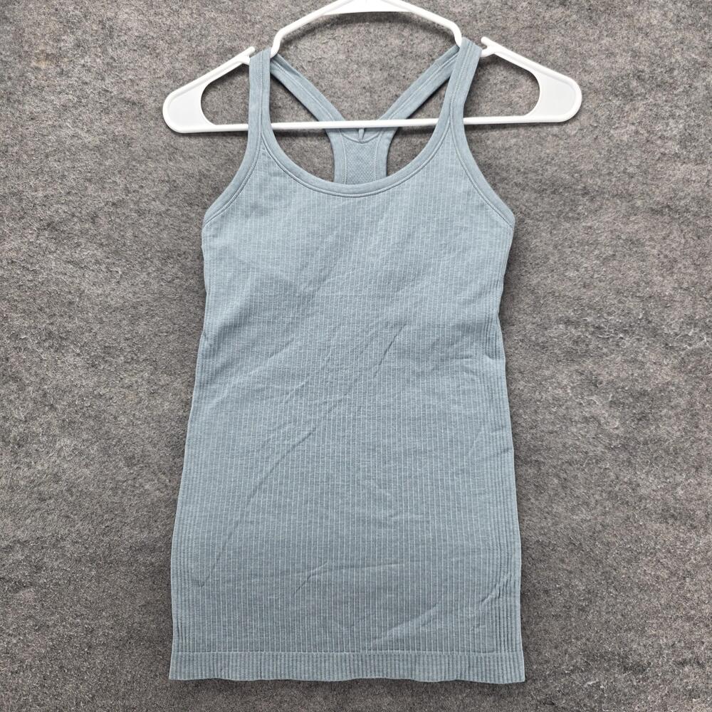 Lululemon Tank Top Womens 4 Blue Basic Built-In Bra Scoop Neck Slim Stretch Yoga